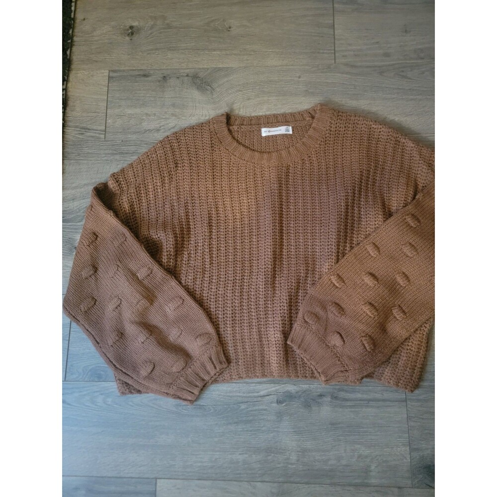 Brown 89th And MadisonCropped Drop Shoulder Detailed Sleeve Sweater Size Large